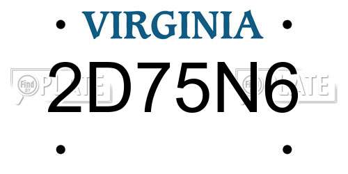2D75N6 Virginia License Plate