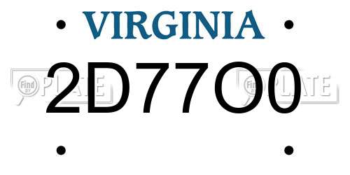 2D77O0 Virginia License Plate