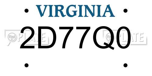 2D77Q0 Virginia License Plate