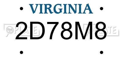 2D78M8 Virginia License Plate