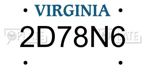 2D78N6 Virginia License Plate