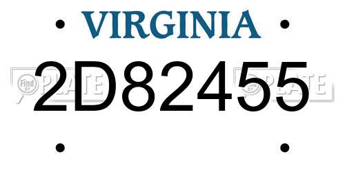 2D82455 Virginia License Plate
