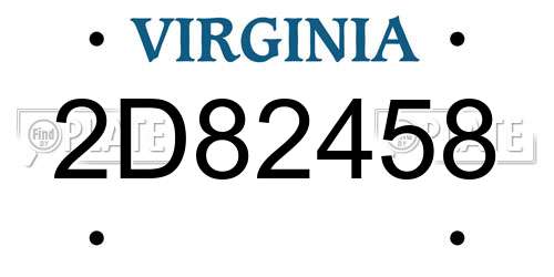 2D82458 Virginia License Plate