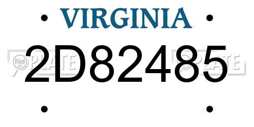 2D82485 Virginia License Plate