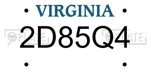 2D85Q4 Virginia License Plate