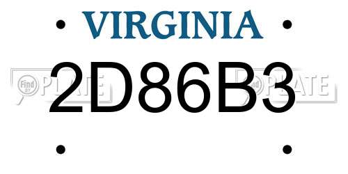 2D86B3 Virginia License Plate