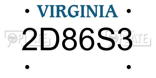 2D86S3 Virginia License Plate