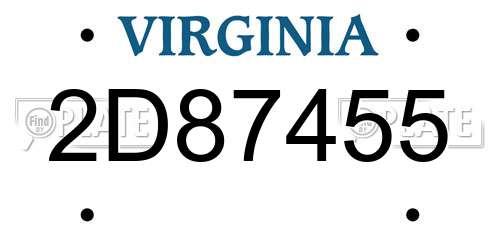 2D87455 Virginia License Plate
