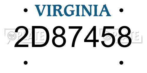 2D87458 Virginia License Plate