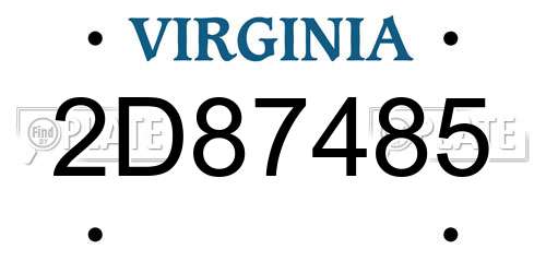 2D87485 Virginia License Plate