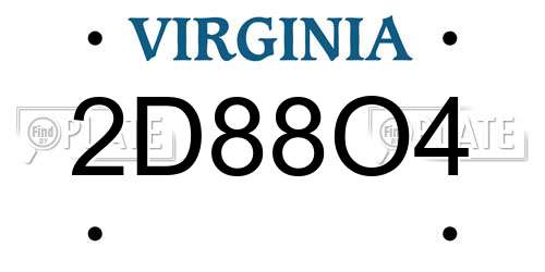 2D88O4 Virginia License Plate