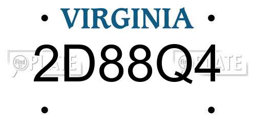 2D88Q4 Virginia License Plate