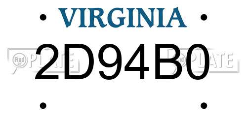 2D94B0 Virginia License Plate