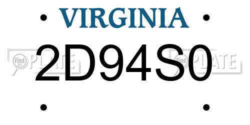 2D94S0 Virginia License Plate