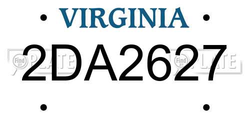 2DA2627 Virginia License Plate