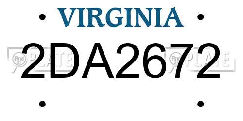 2DA2672 Virginia License Plate