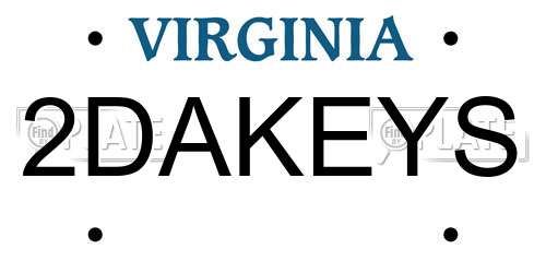 2DAKEYS Virginia License Plate