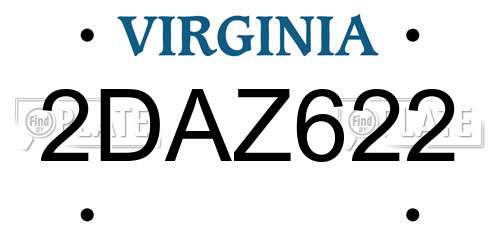 2DAZ622 Virginia License Plate