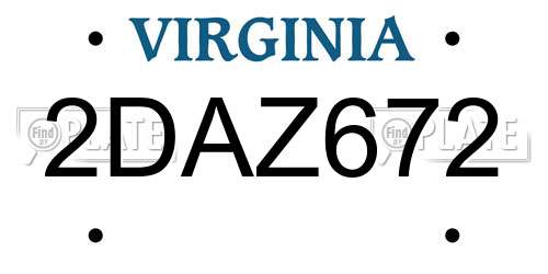 2DAZ672 Virginia License Plate