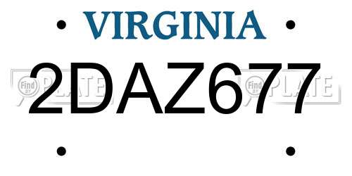 2DAZ677 Virginia License Plate