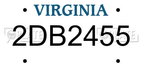 2DB2455 Virginia License Plate