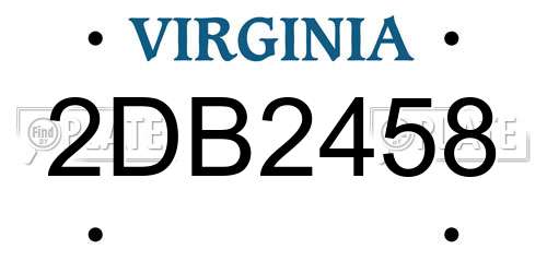 2DB2458 Virginia License Plate