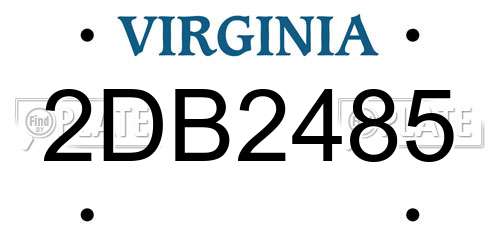 2DB2485 Virginia License Plate