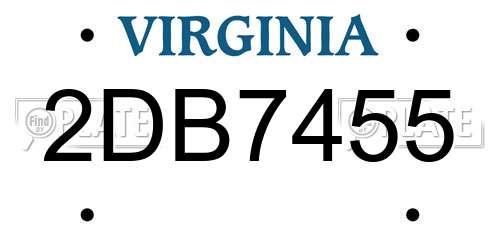 2DB7455 Virginia License Plate