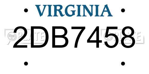 2DB7458 Virginia License Plate