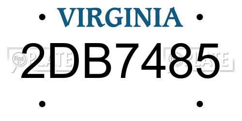2DB7485 Virginia License Plate