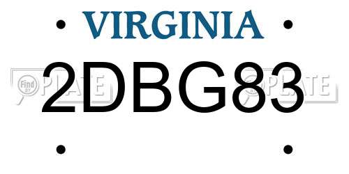 2DBG83 Virginia License Plate