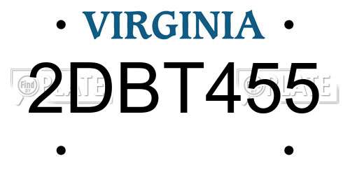 2DBT455 Virginia License Plate