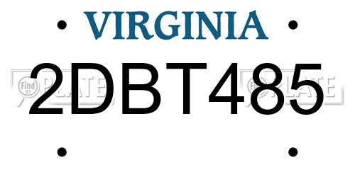 2DBT485 Virginia License Plate