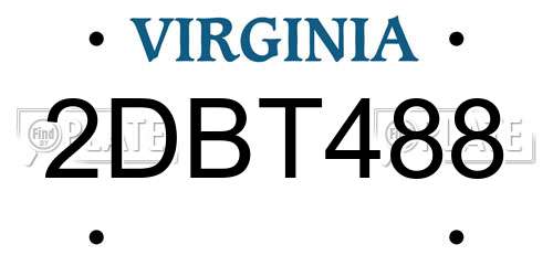 2DBT488 Virginia License Plate