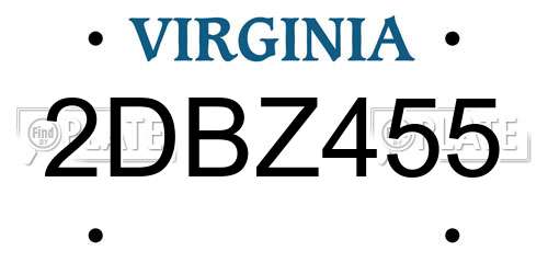 2DBZ455 Virginia License Plate