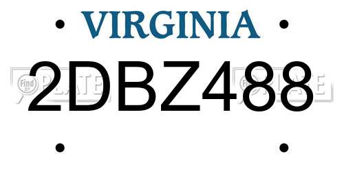 2DBZ488 Virginia License Plate