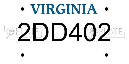 2DD402 Virginia License Plate