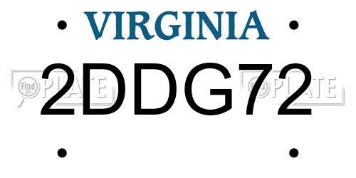 2DDG72 Virginia License Plate