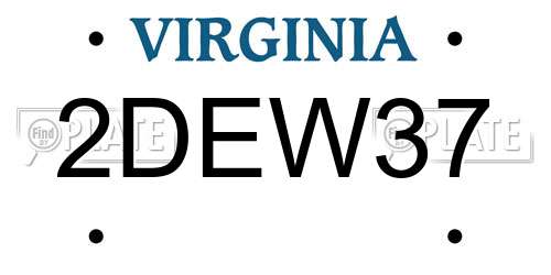 2DEW37 Virginia License Plate