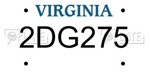 2DG275 Virginia License Plate