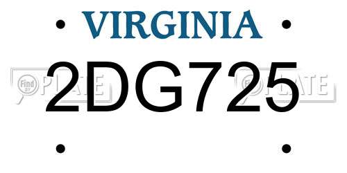 2DG725 Virginia License Plate