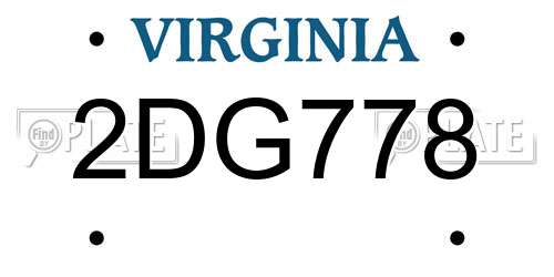 2DG778 Virginia License Plate