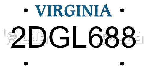 2DGL688 Virginia License Plate