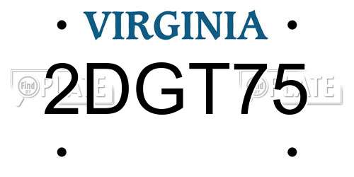 2DGT75 Virginia License Plate