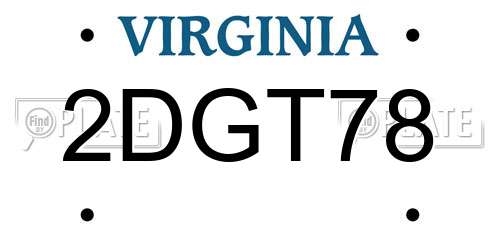 2DGT78 Virginia License Plate