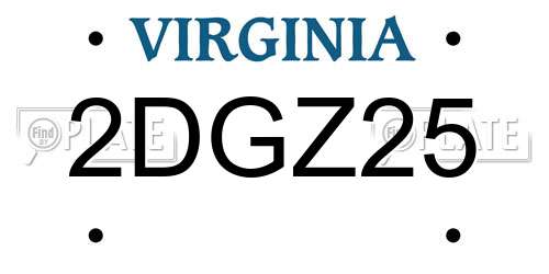 2DGZ25 Virginia License Plate