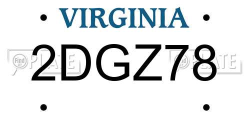 2DGZ78 Virginia License Plate