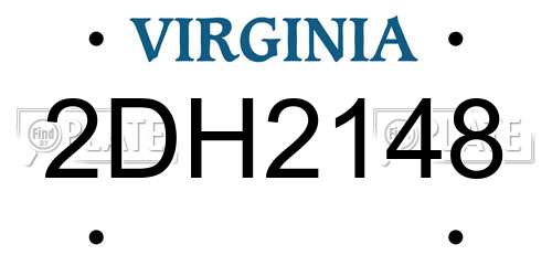 2DH2148 Virginia License Plate