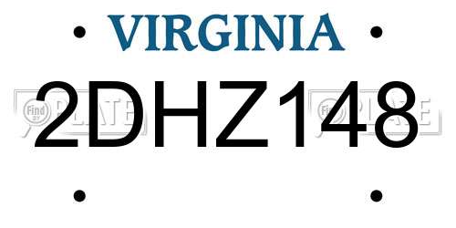 2DHZ148 Virginia License Plate