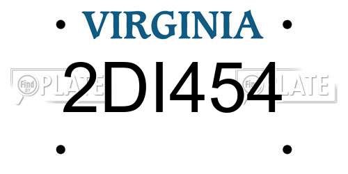2DI454 Virginia License Plate